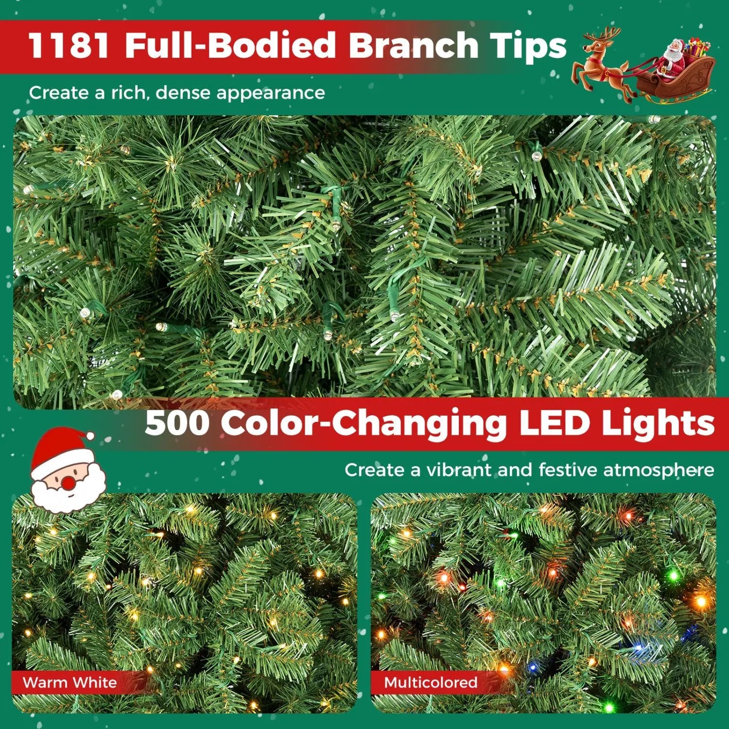 6-8 Ft Pre-Lit Artificial Christmas Tree with Remote Control by DirectDeals