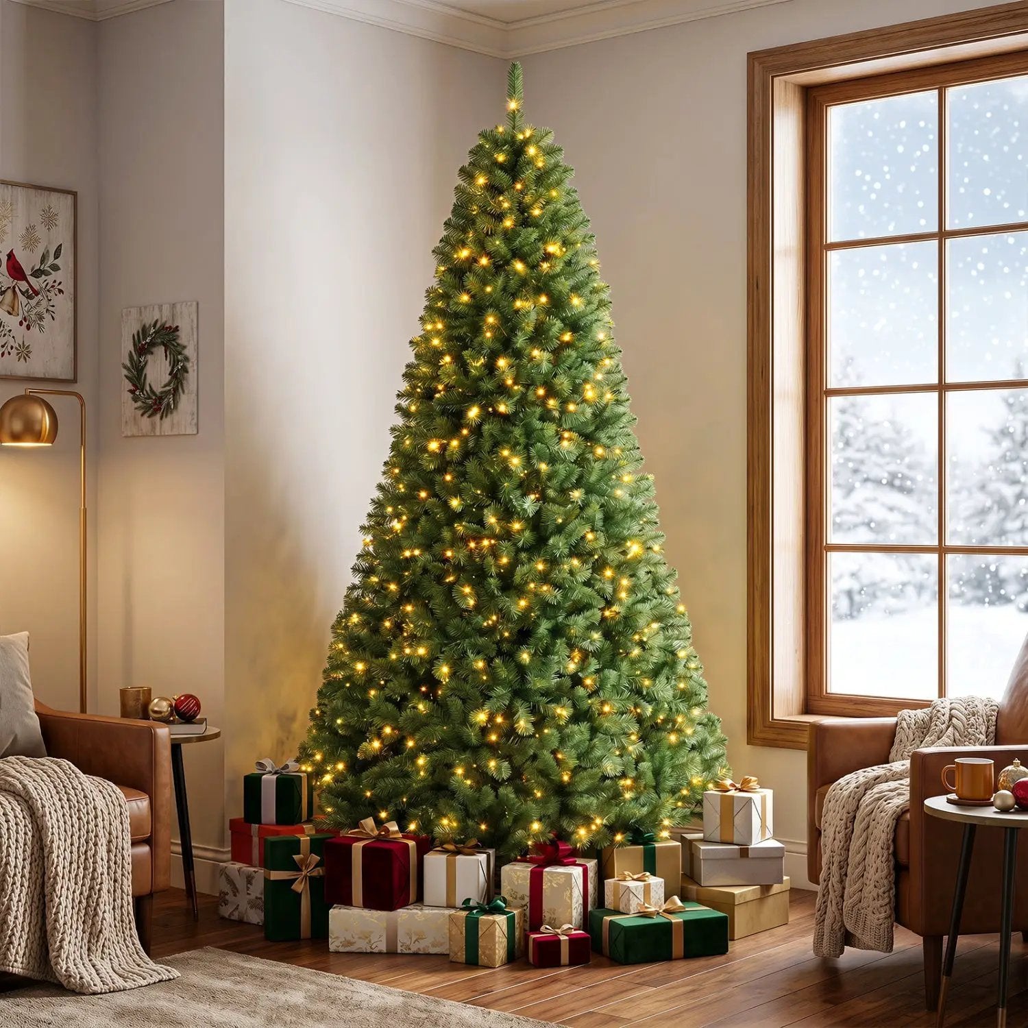 6-8 Ft Pre-Lit Artificial Christmas Tree with Remote Control by DirectDeals