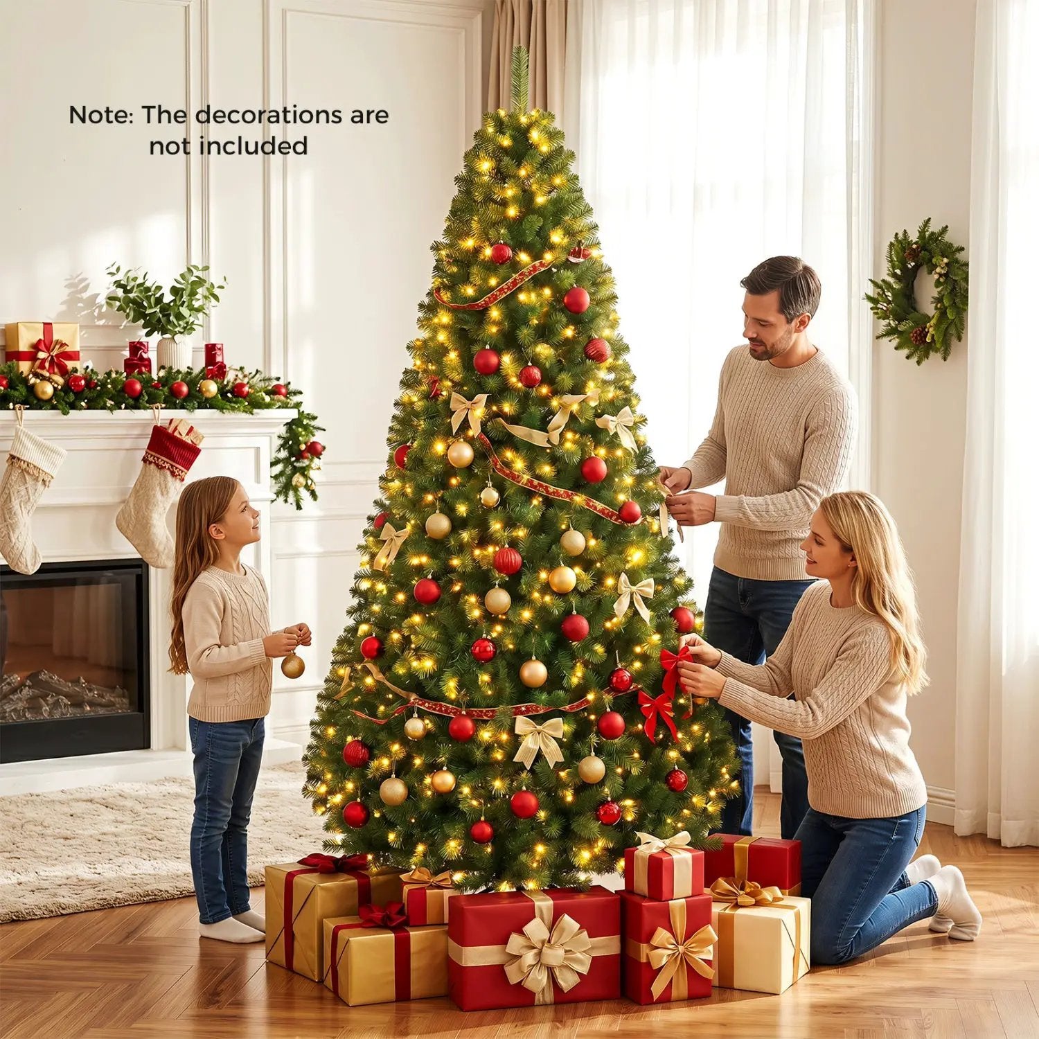6-8 Ft Pre-Lit Artificial Christmas Tree with Remote Control by DirectDeals