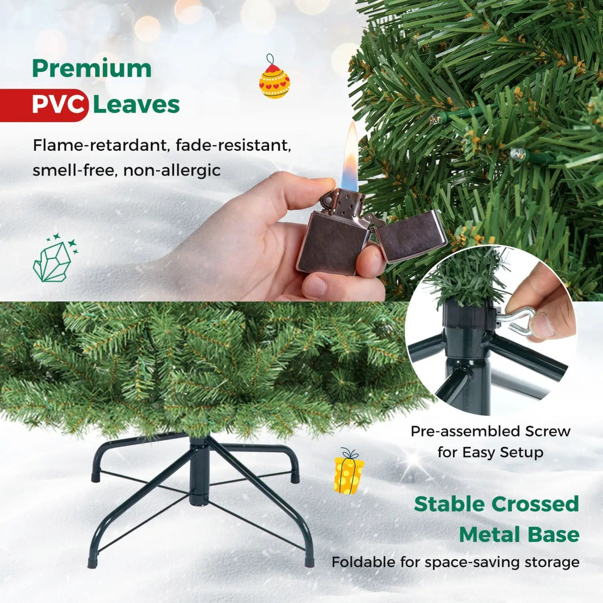 6-8 Ft Pre-Lit Artificial Christmas Tree with Remote Control, photo 22 of 24