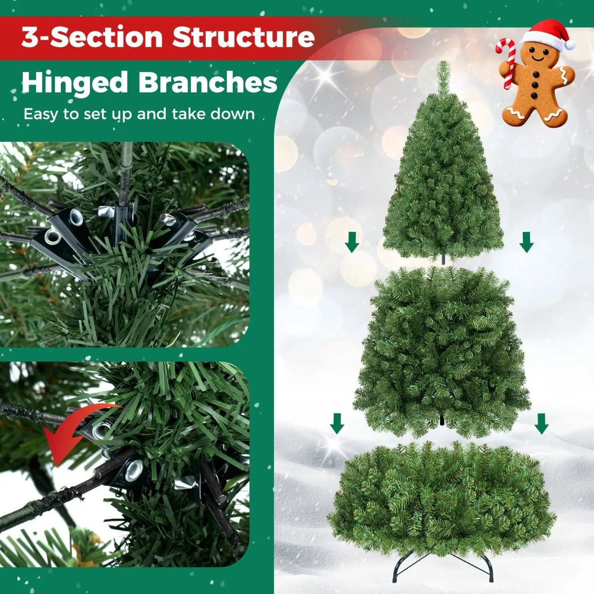 6-8 Ft Pre-Lit Artificial Christmas Tree with Remote Control, photo 23 of 24