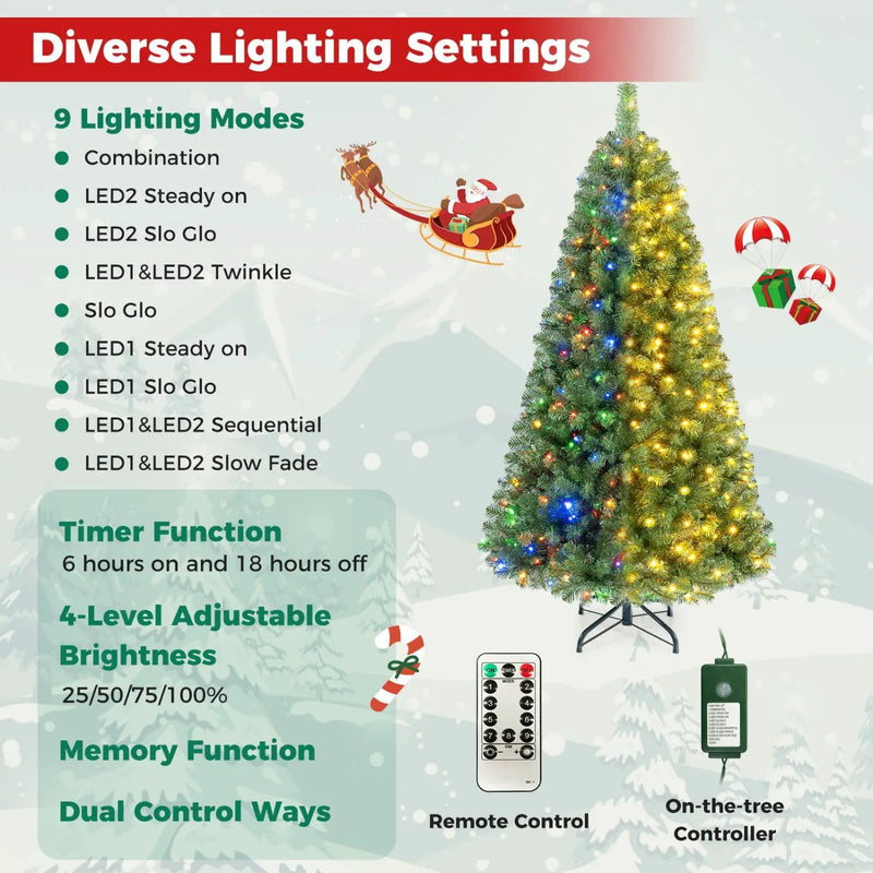 6-8 Ft Pre-Lit Artificial Christmas Tree with Remote Control by DirectDeals