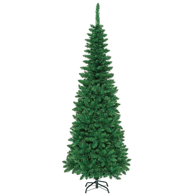4.5 ft Pre-Lit Premium Hinged Artificial Fir Pencil Christmas Tree with LED Lights by DirectDeals