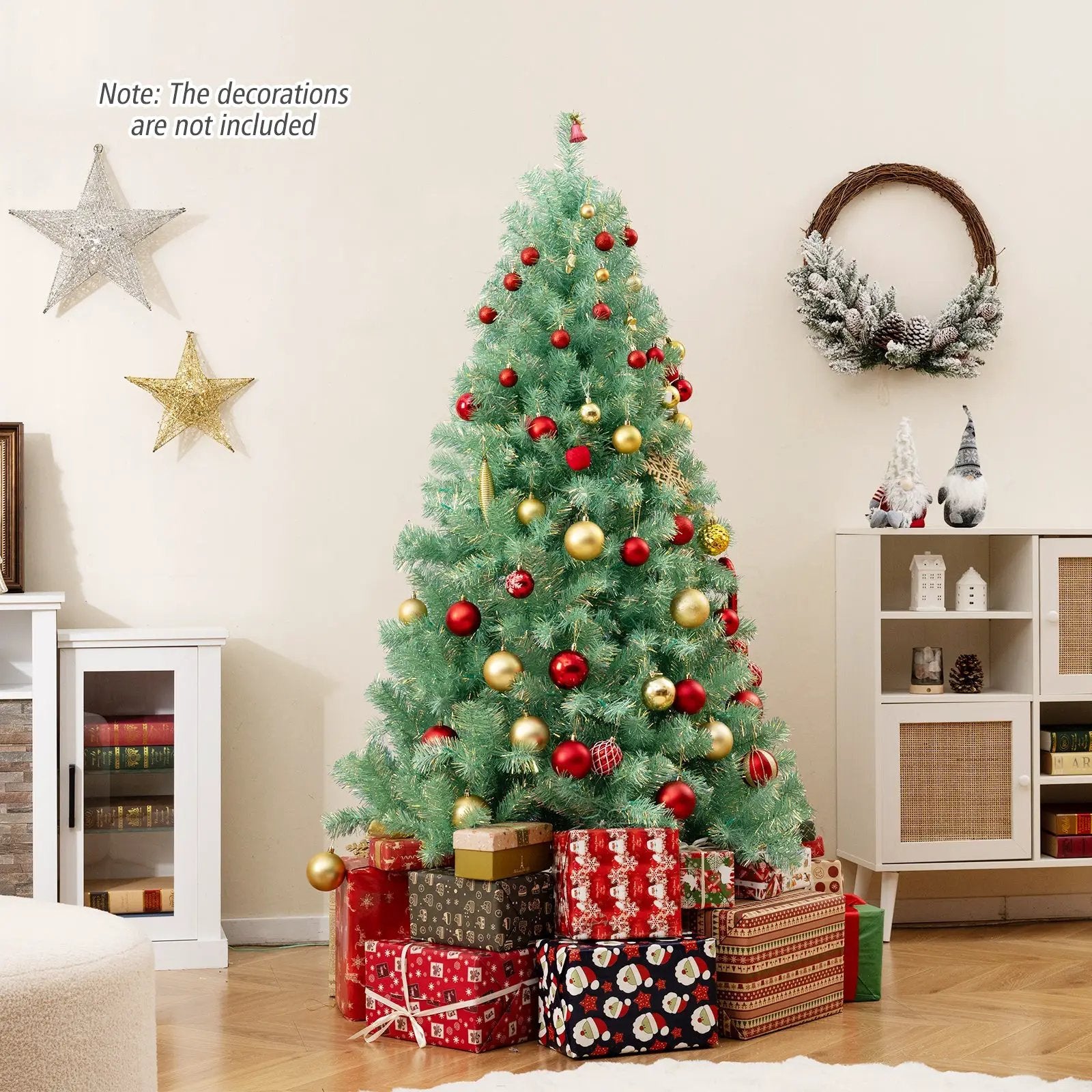 Pre-Lit Tinsel Christmas Tree Artificial Xmas Tree Home Office Party Seasonal Holiday Decoration by DirectDeals