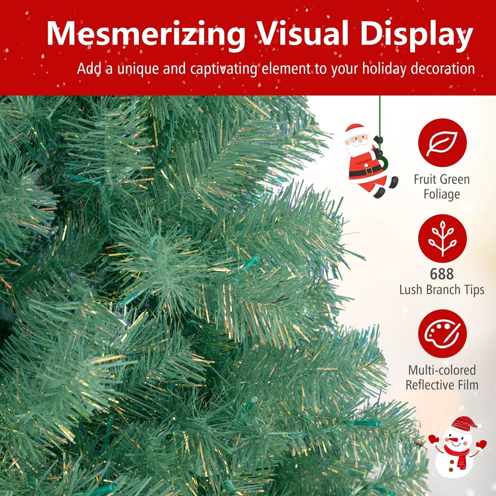 Pre-Lit Tinsel Christmas Tree Artificial Xmas Tree Home Office Party Seasonal Holiday Decoration by DirectDeals