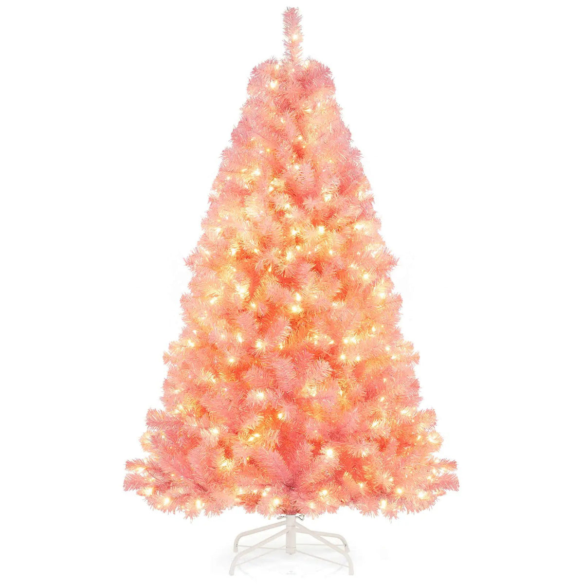 Pre-Lit Tinsel Christmas Tree Artificial Xmas Tree with Lush Branch Tips Holiday Decoration, photo 12 of 16