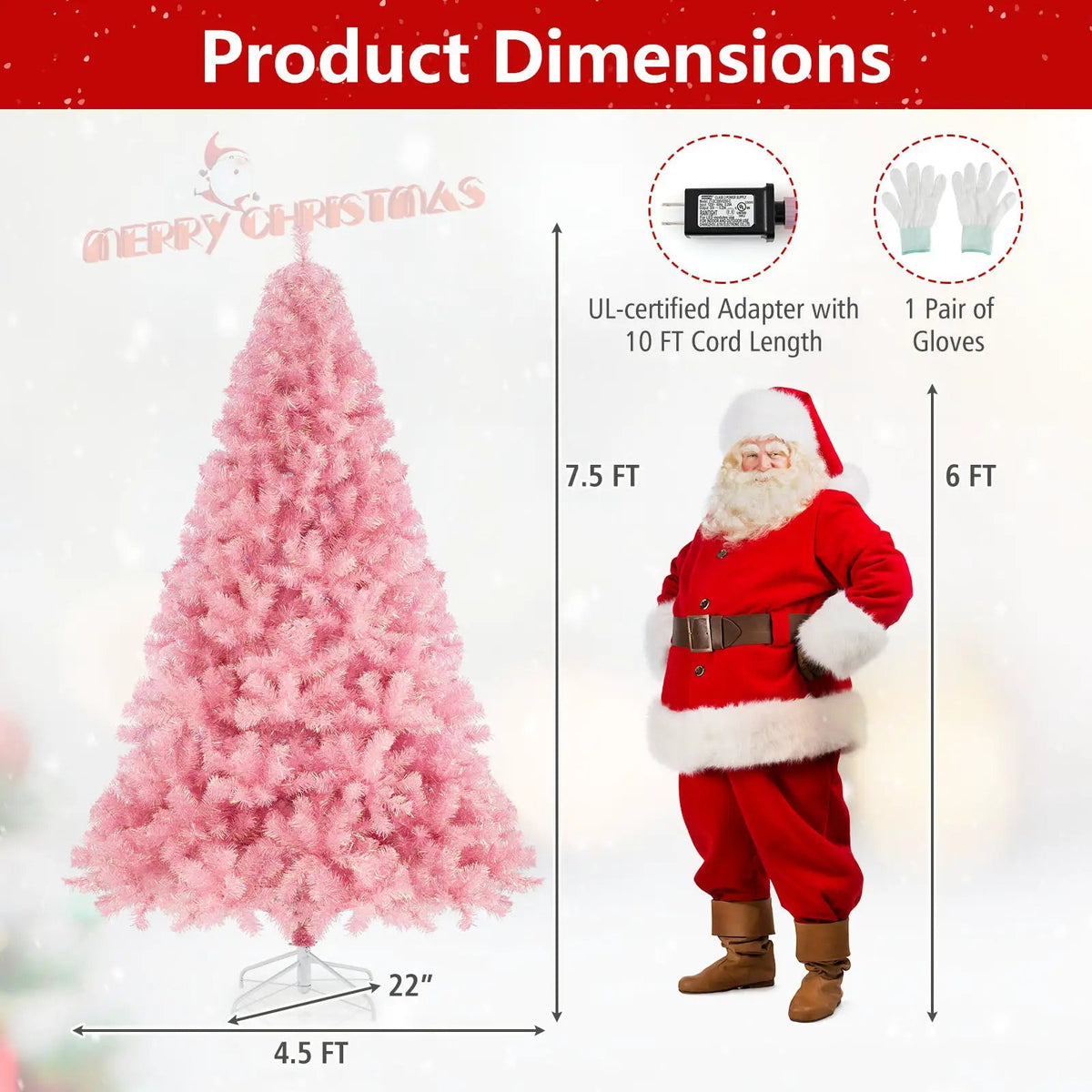 Pre-Lit Tinsel Christmas Tree Artificial Xmas Tree with Lush Branch Tips Holiday Decoration, photo 7 of 16
