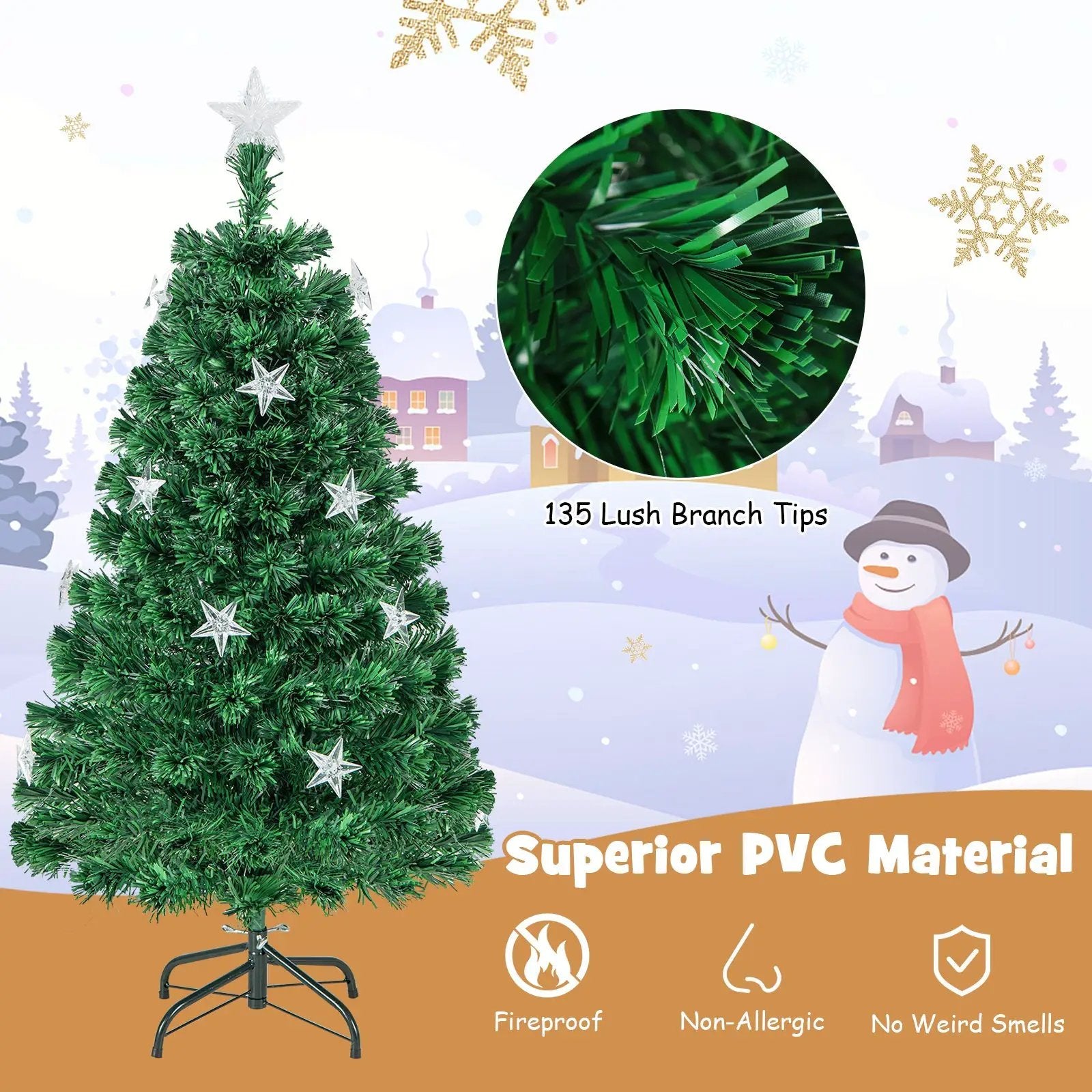 Prelit Fiber Optic Christmas Tree with Warm White Lights by DirectDeals