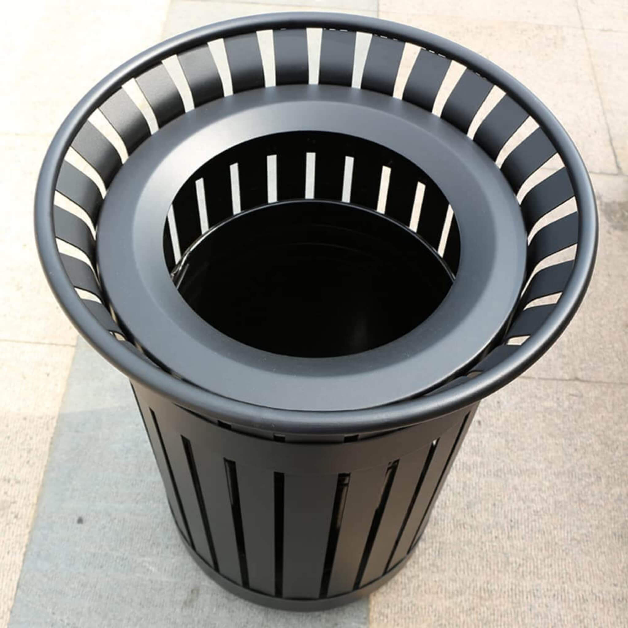 Premium Heavy-Duty Extra Large Outdoor Commercial Metal Slat Garbage Trash Can (SAK48591) by SAKSBY WHOLESALE