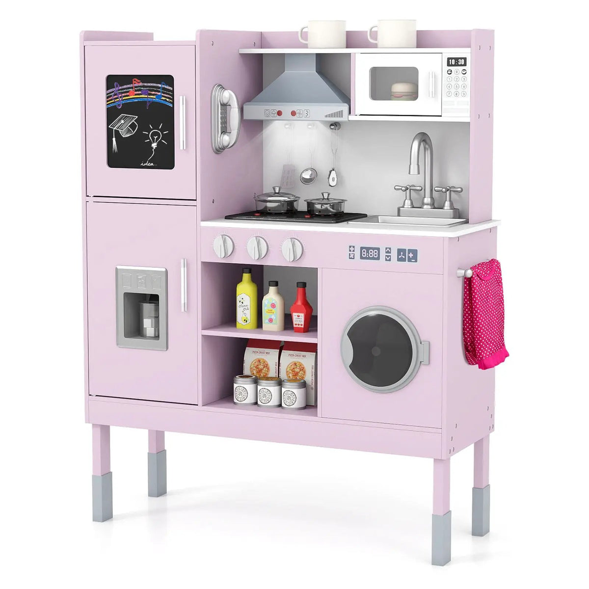 Pretend Play Kitchen Toy Kitchen Playset with Range Hood Ice Maker and Telephone, photo 19 of 24