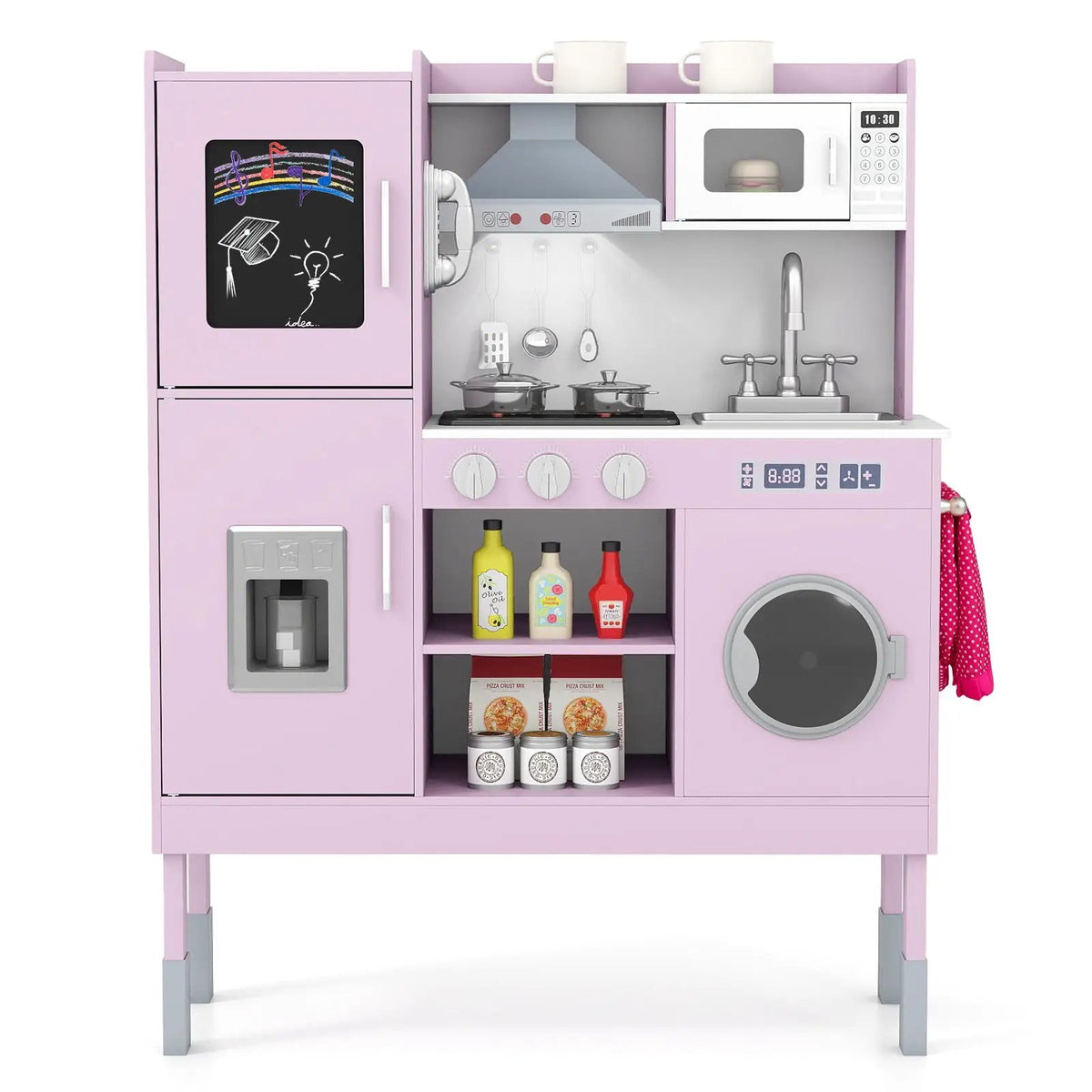 Pretend Play Kitchen Toy Kitchen Playset with Range Hood Ice Maker and Telephone, photo 3 of 24