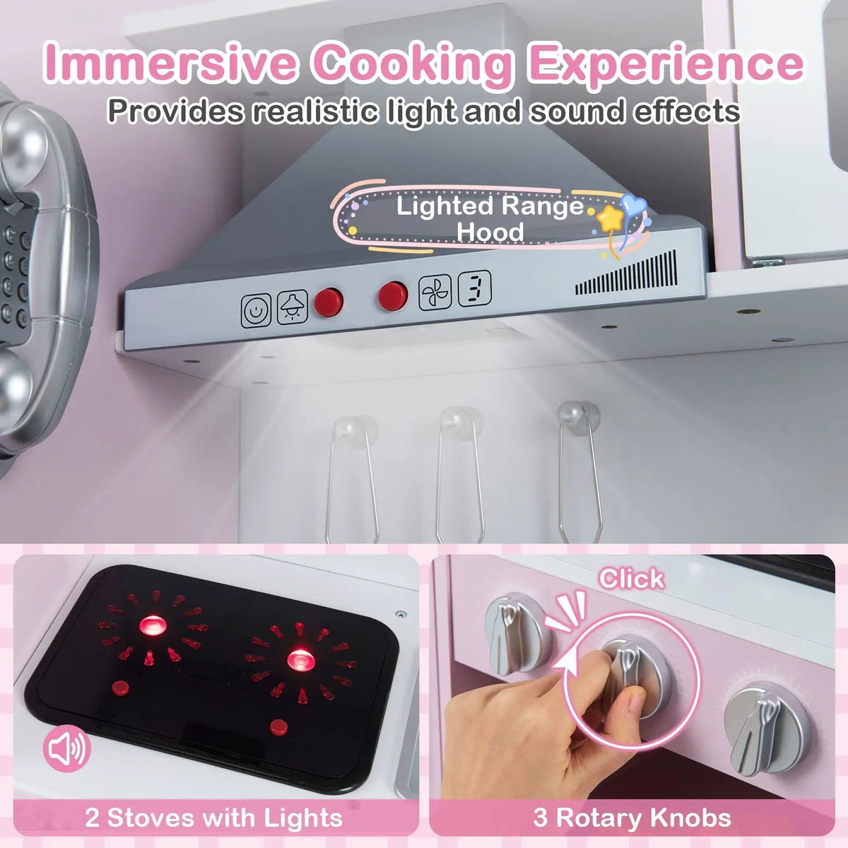 Pretend Play Kitchen Toy Kitchen Playset with Range Hood Ice Maker and Telephone, photo 23 of 24