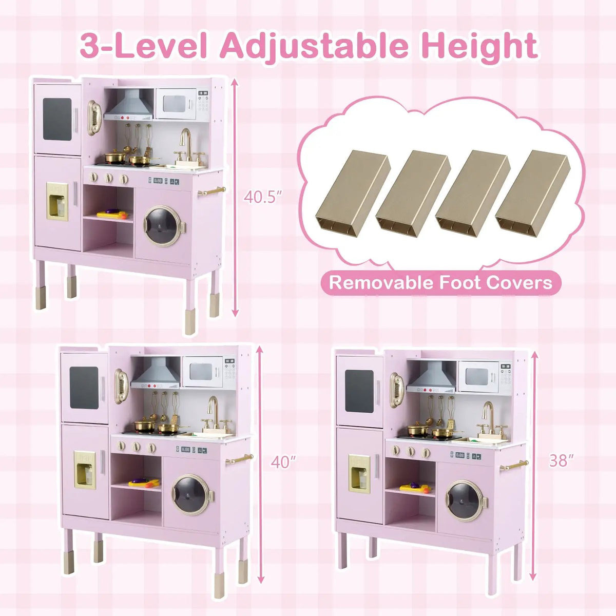 Pretend Play Kitchen Toy Kitchen Playset with Range Hood Ice Maker and Telephone, photo 14 of 24