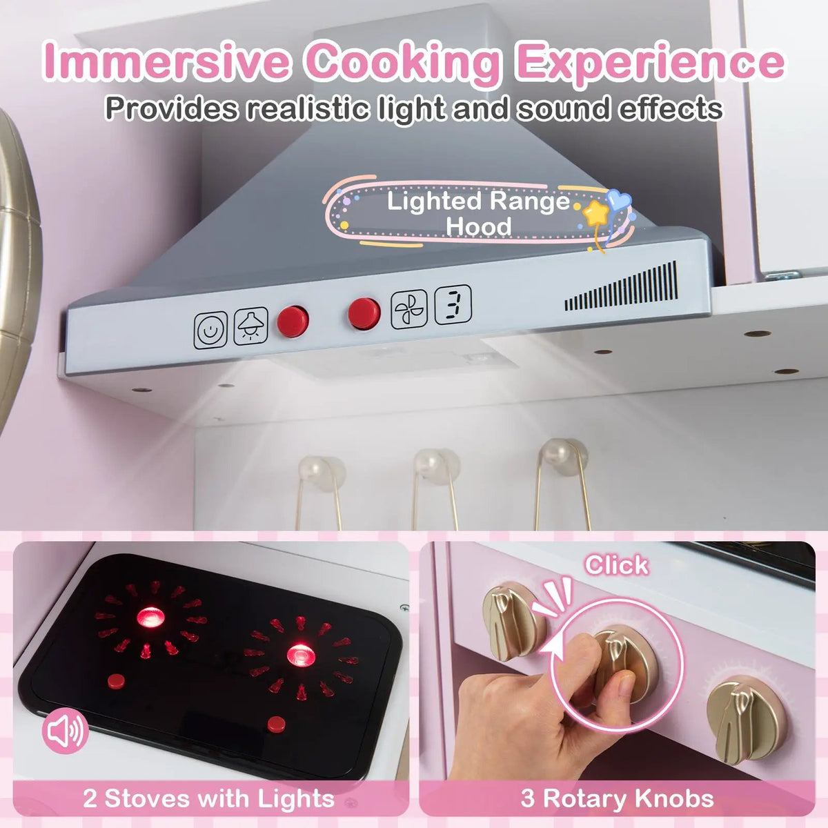 Pretend Play Kitchen Toy Kitchen Playset with Range Hood Ice Maker and Telephone, photo 16 of 24