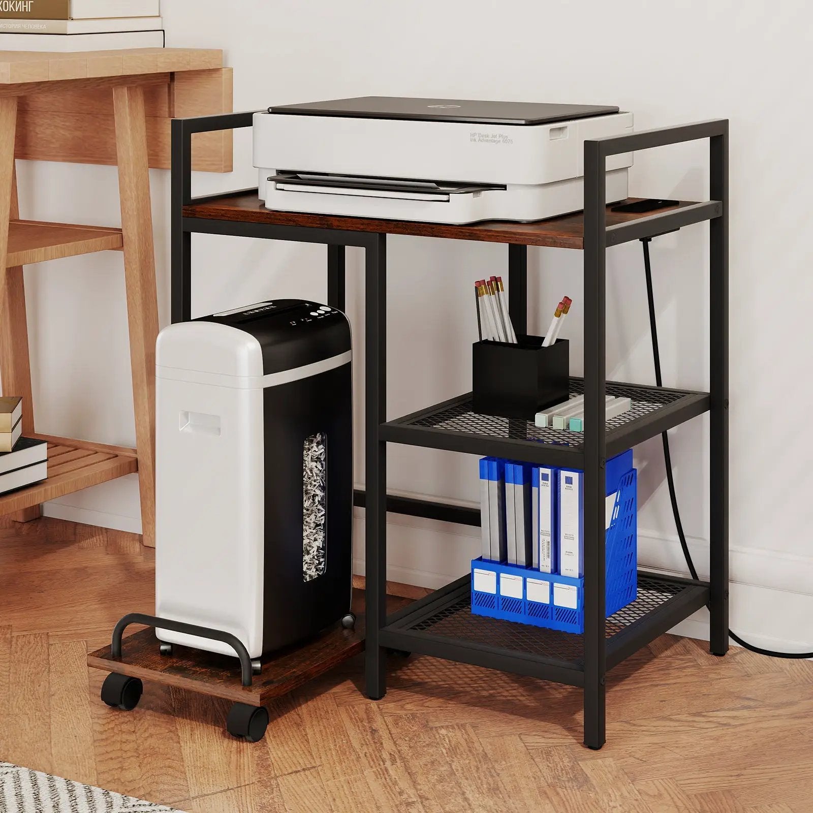 Printer Stand with Charging Station and Storage Shelves by DirectDeals