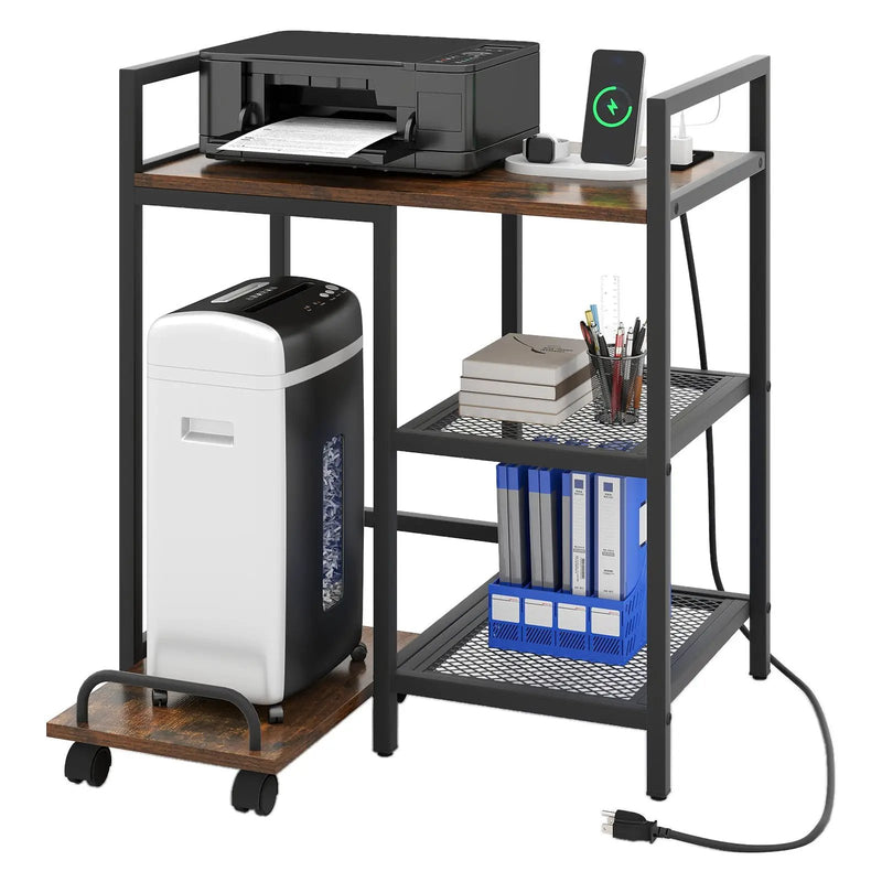 Printer Stand with Charging Station and Storage Shelves by DirectDeals