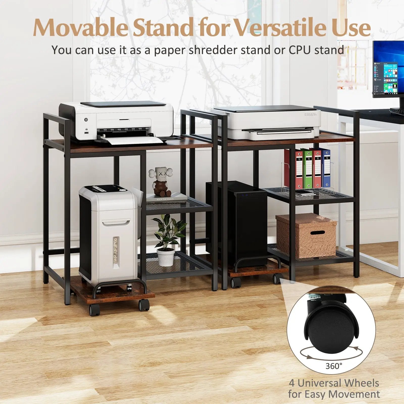 Printer Stand with Charging Station and Storage Shelves by DirectDeals