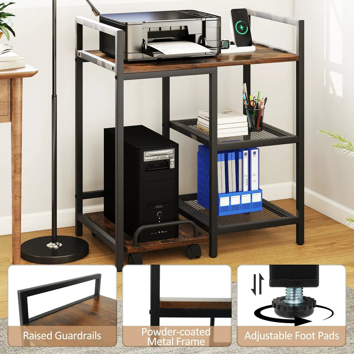 Printer Stand with Charging Station and Storage Shelves, photo 16 of 16