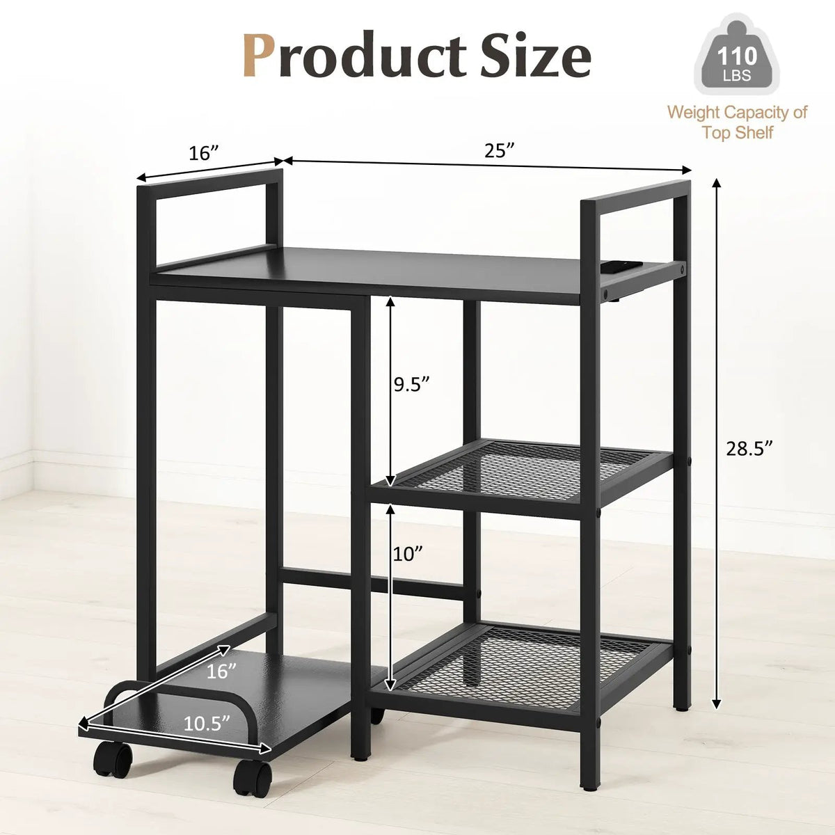 Printer Stand with Charging Station and Storage Shelves, photo 9 of 16