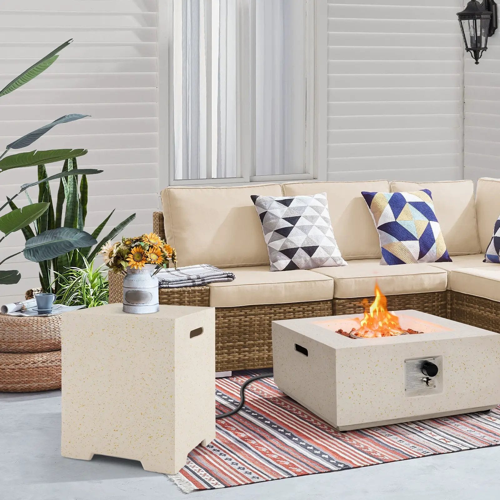 2-in-1 Gas Tank Holder Side Table with Protective Cover by DirectDeals