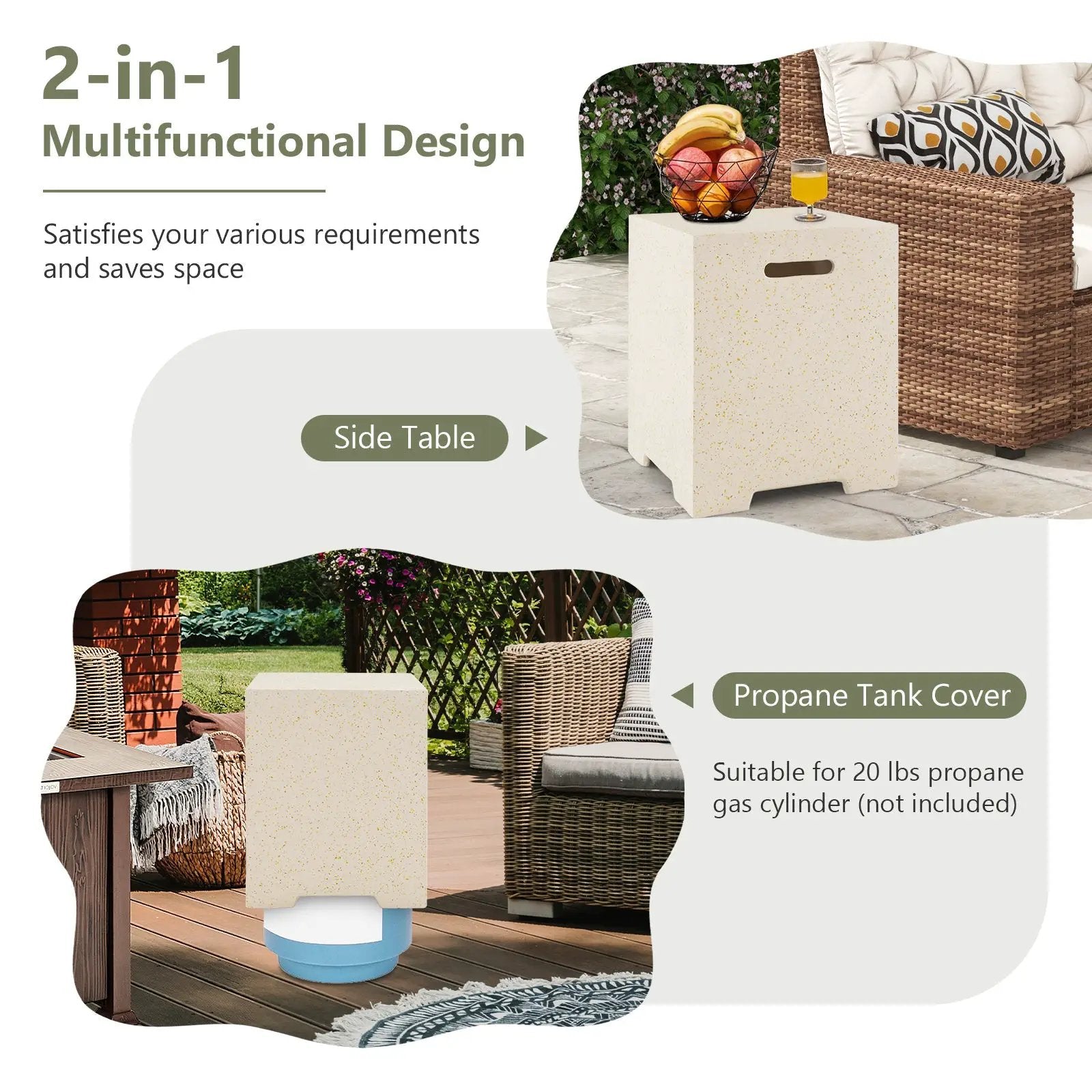2-in-1 Gas Tank Holder Side Table with Protective Cover by DirectDeals