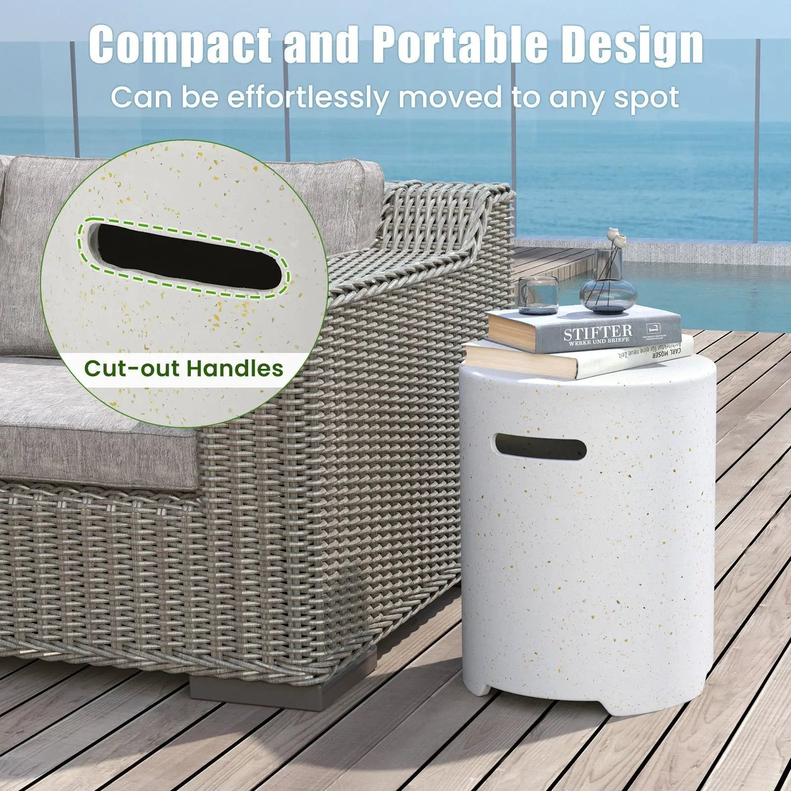 Propane Tank Cover Table with Side Handles and Protective Cover by DirectDeals