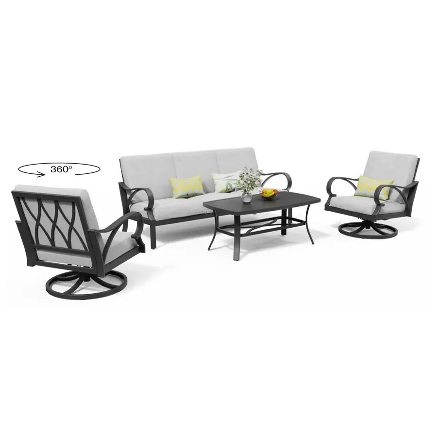 Puget 4-Piece Aluminum Living Room Set With Swivel Chairs by Outdoor-USA®