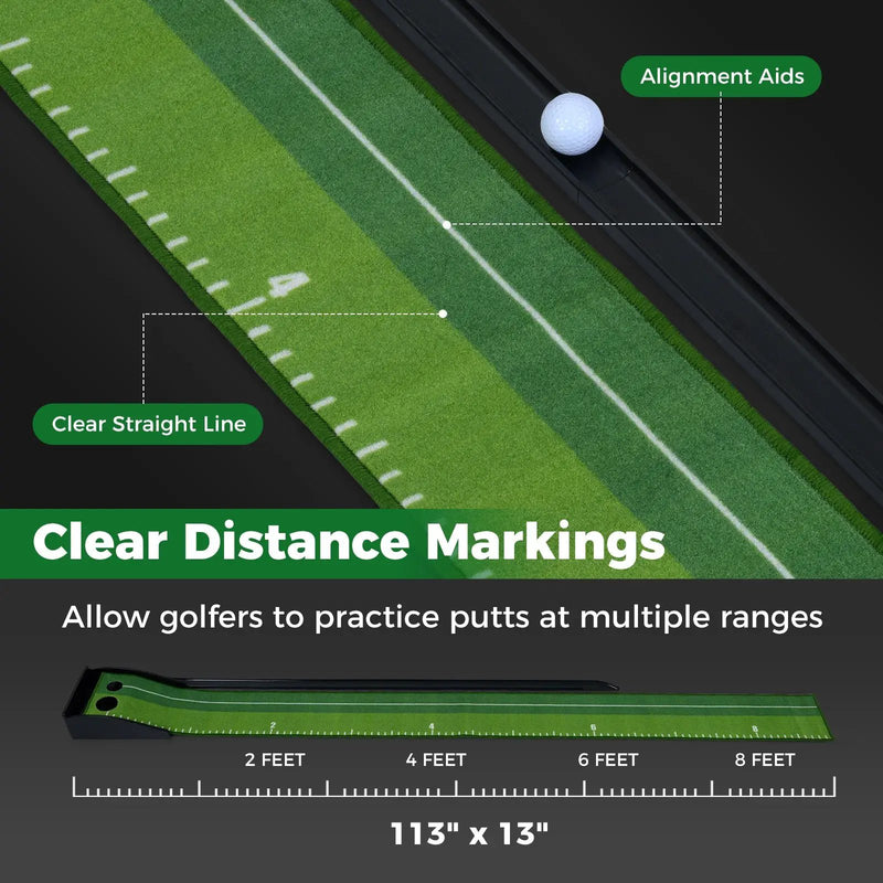 Putting Green Indoor Golf Putting Mat with Auto Ball Return 3 Putting Practice Balls by DirectDeals