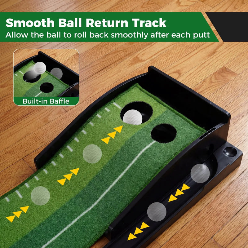 Putting Green Indoor Golf Putting Mat with Auto Ball Return 3 Putting Practice Balls by DirectDeals