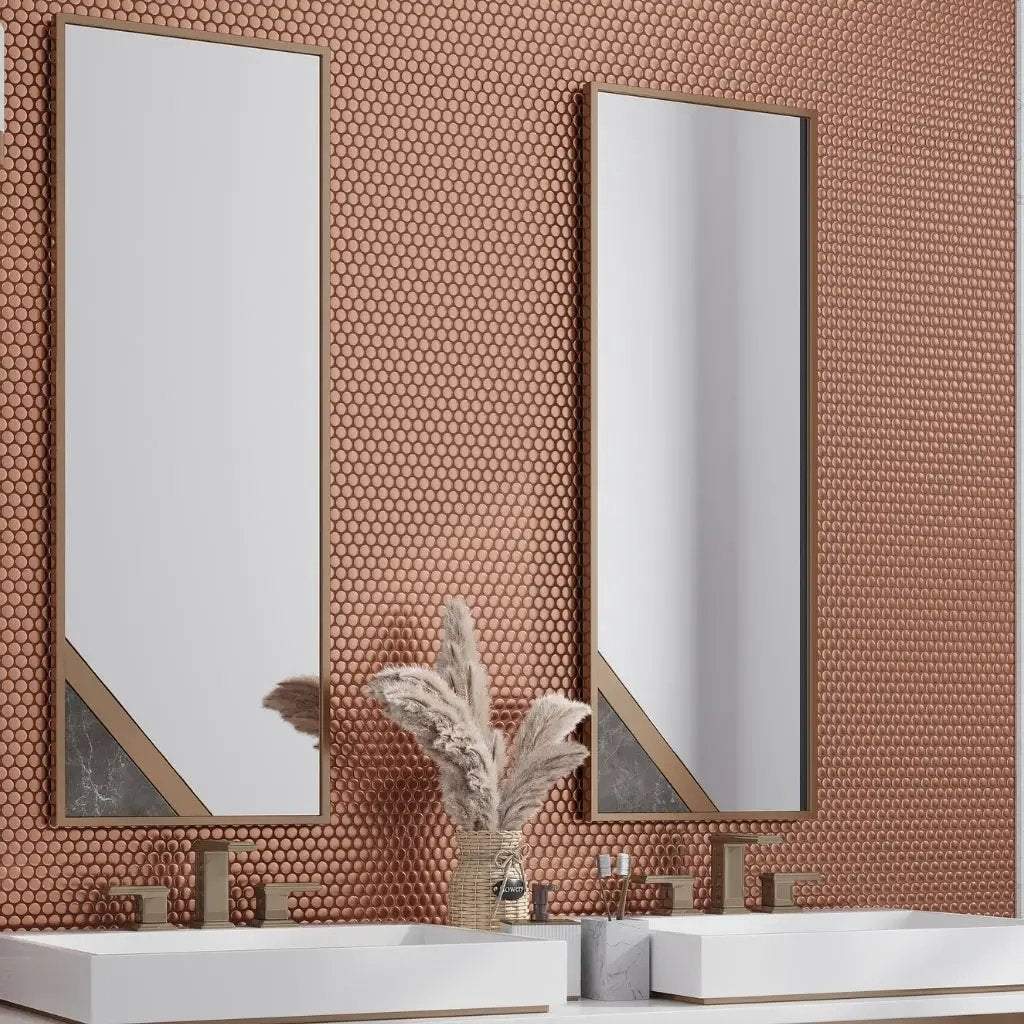 Copper Gold 12x12 Matte Penny Round Porcelain Mosaic Tile (10 pack, 9.87 sq ft/case) by Apollo Tile
