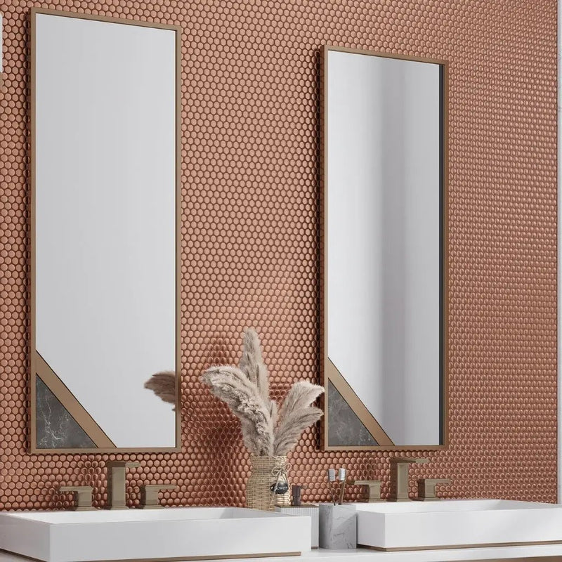 Copper Gold 12x12 Matte Penny Round Porcelain Mosaic Tile (10 pack, 9.87 sq ft/case) by Apollo Tile