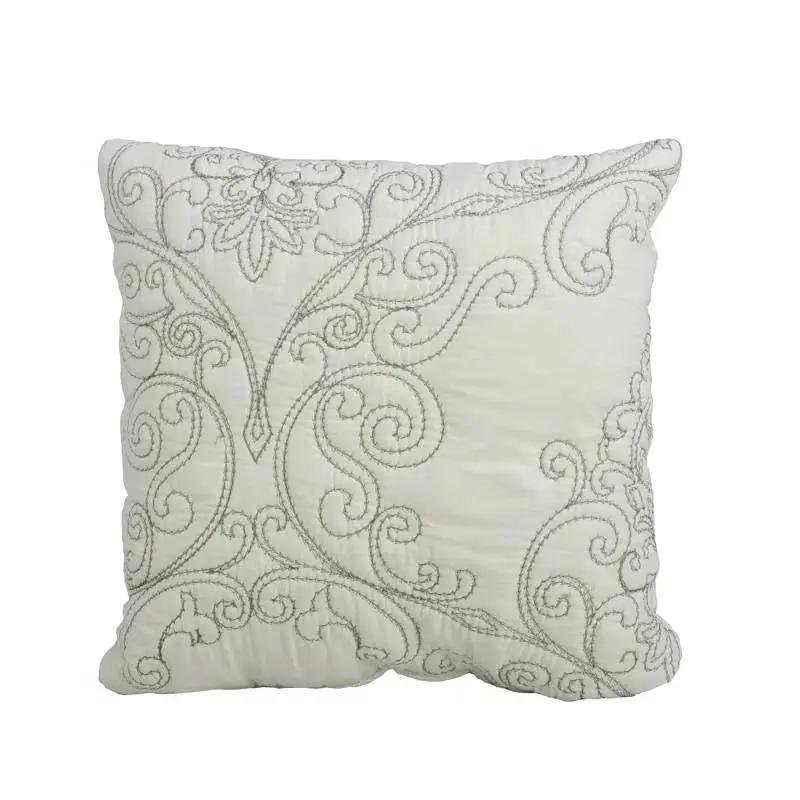 Queen size Antique White Damask Embroidered 4 Piece Oversized Bedspread Set by HomePacific