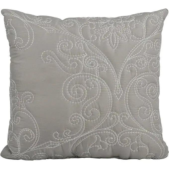 Queen size Ash Grey Damask Embroidered 4 Piece Oversized Bedspread Set by HomePacific