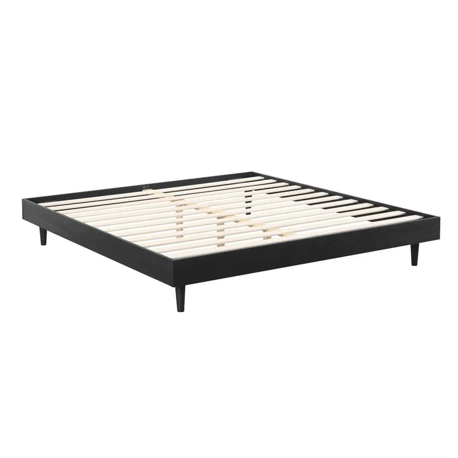 Queen size Mid-Century Modern Platform Bed Frame in Black Wood Finish by HomePacific