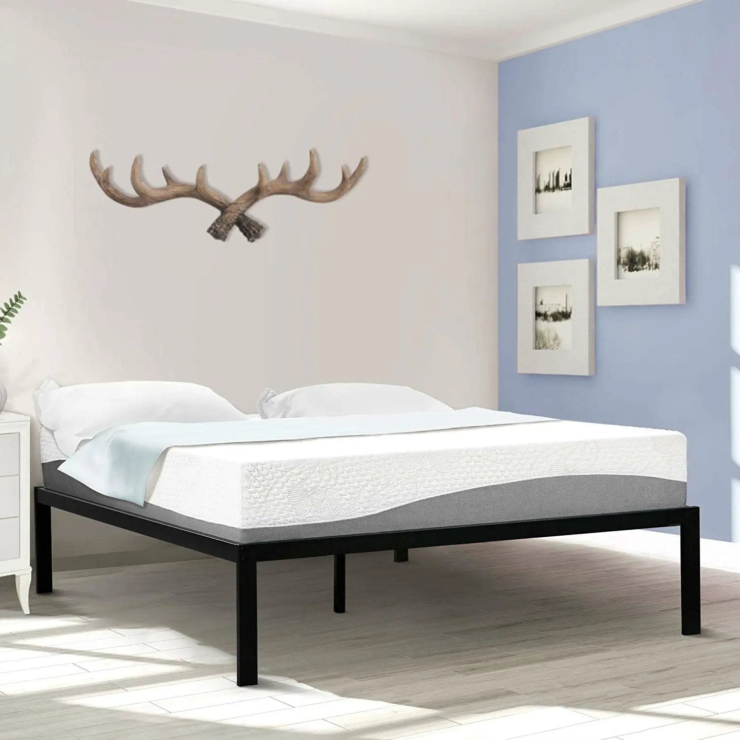 Queen size 16-inch High Heavy Duty Metal Platform Bed Frame by HomePacific