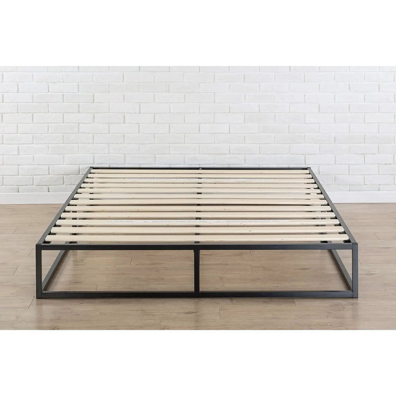 Queen size Modern 10-inch Low Profile Metal Platform Bed Frame with Wood Slats by HomePacific