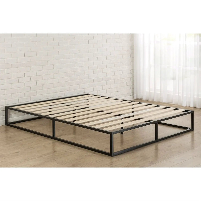 Queen size Modern 10-inch Low Profile Metal Platform Bed Frame with Wood Slats by HomePacific