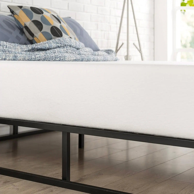 Queen size Modern 10-inch Low Profile Metal Platform Bed Frame with Wood Slats by HomePacific