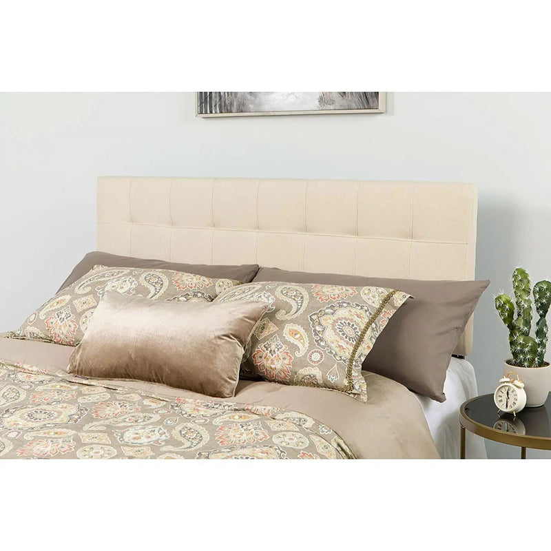 Queen size Beige Taupe Fabric Upholstered Panel Headboard by HomePacific