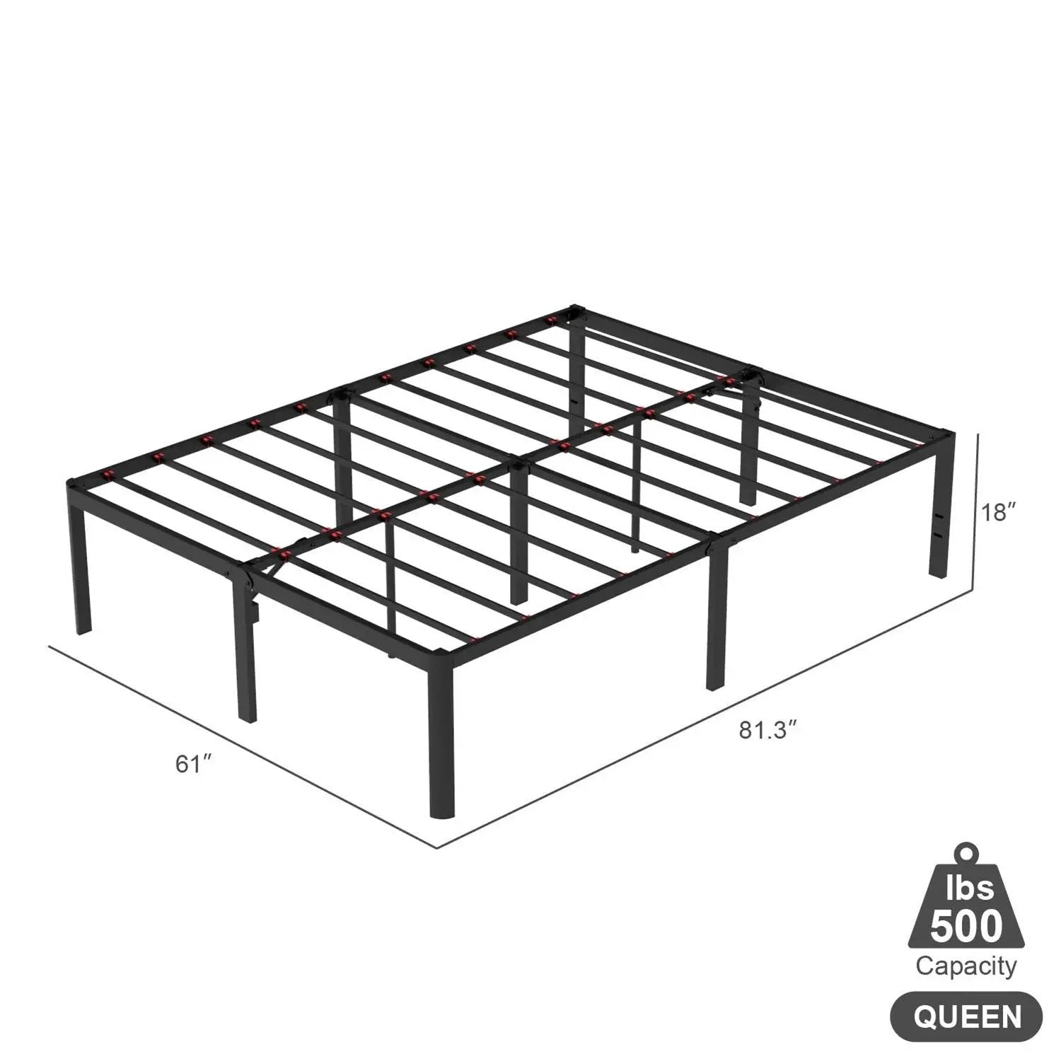 Queen 18-inch Rounded Edge Corners Metal Bed Frame with Under-bed Storage Space by HomePacific
