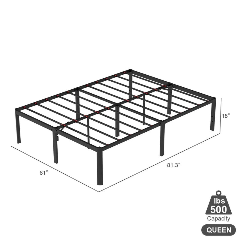 Queen 18-inch Rounded Edge Corners Metal Bed Frame with Under-bed Storage Space by HomePacific