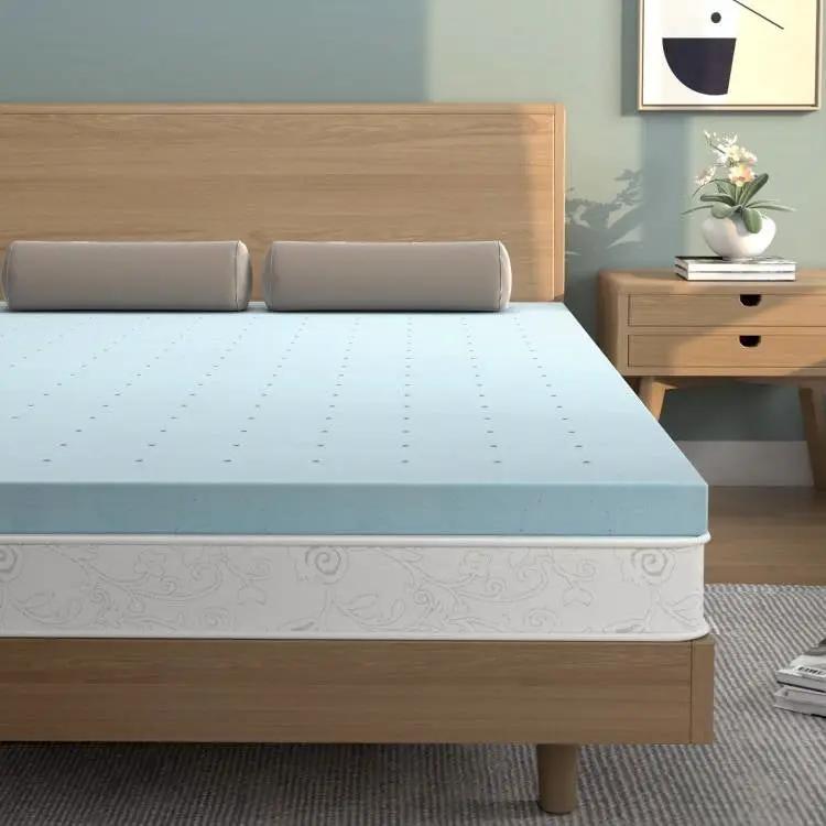 Queen size 4-inch Thick Soft Gel Memory Foam Mattress Topper in Light Blue by HomePacific