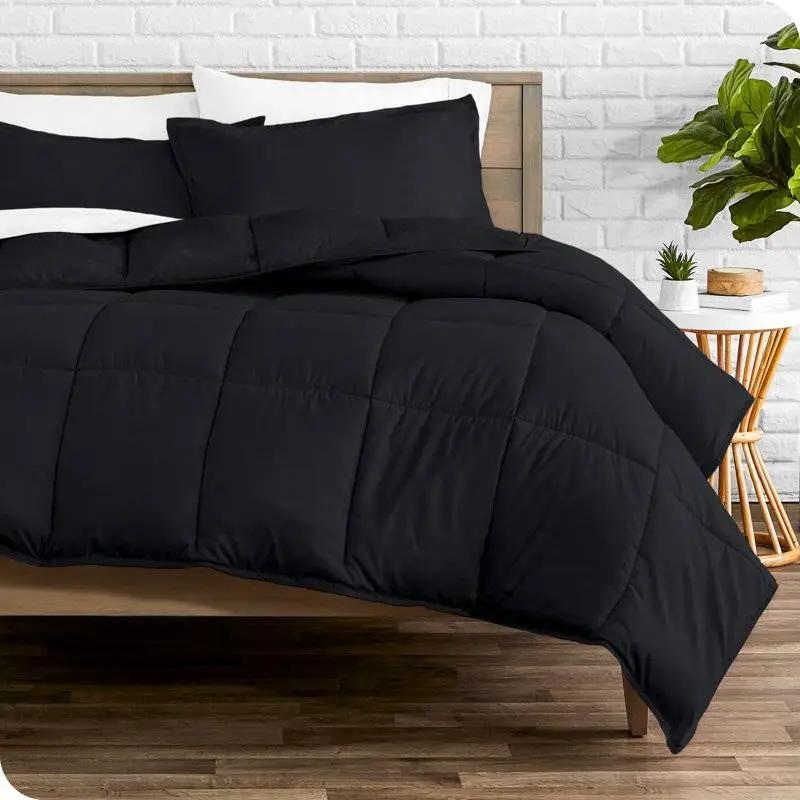 Queen size Luxuriously Soft Down Alternative Comforter Set in Black by HomePacific