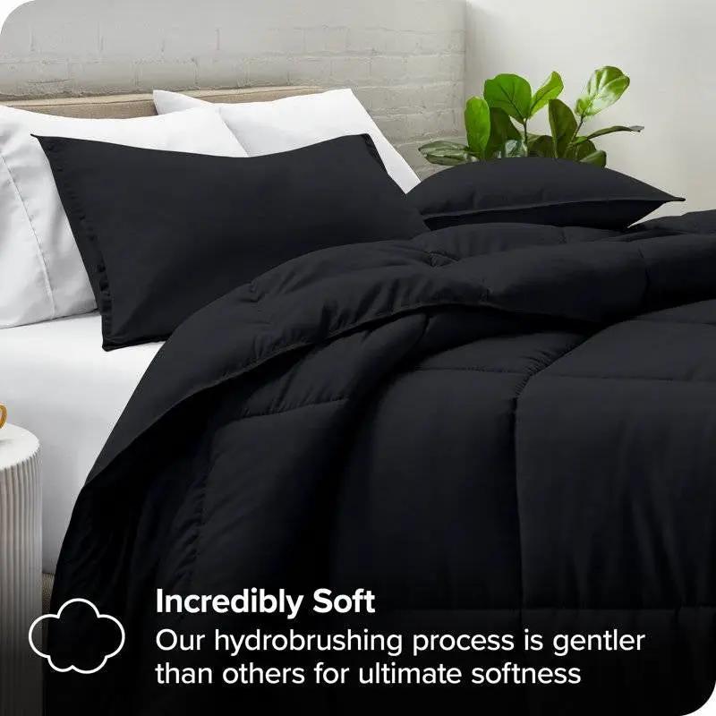 Queen size Luxuriously Soft Down Alternative Comforter Set in Black by HomePacific