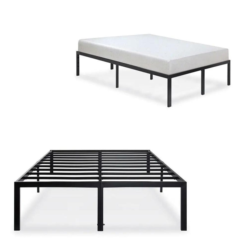 Queen size Modern Heavy Duty Black Metal Platform Bed Frame by HomePacific