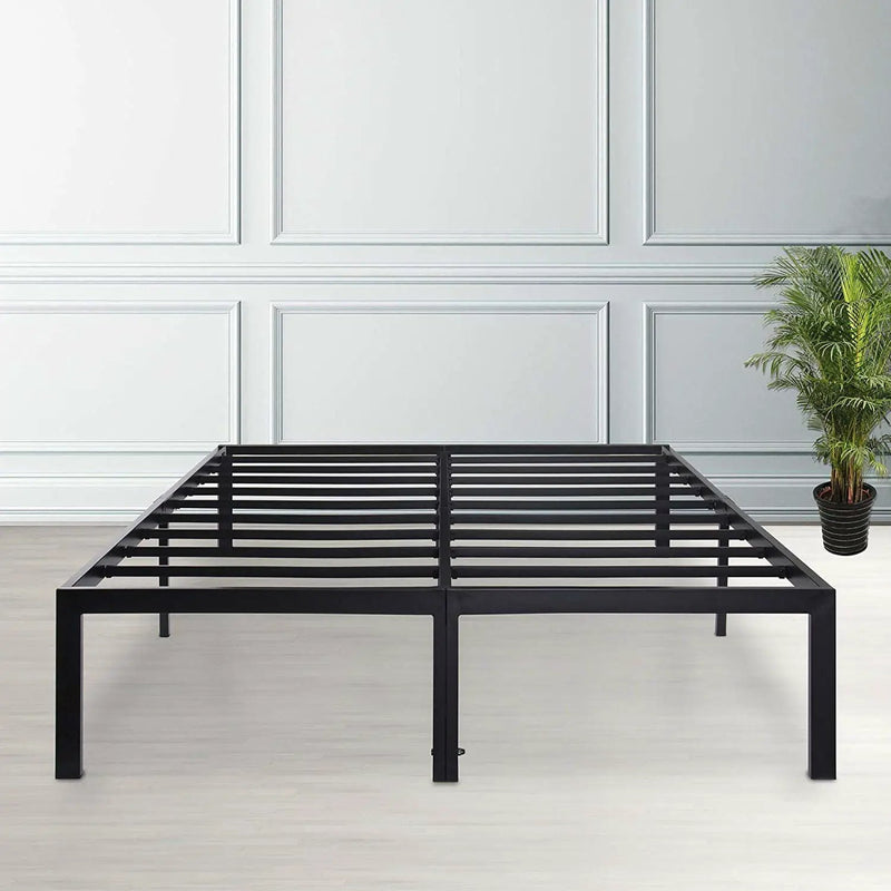 Queen size Modern Heavy Duty Black Metal Platform Bed Frame by HomePacific