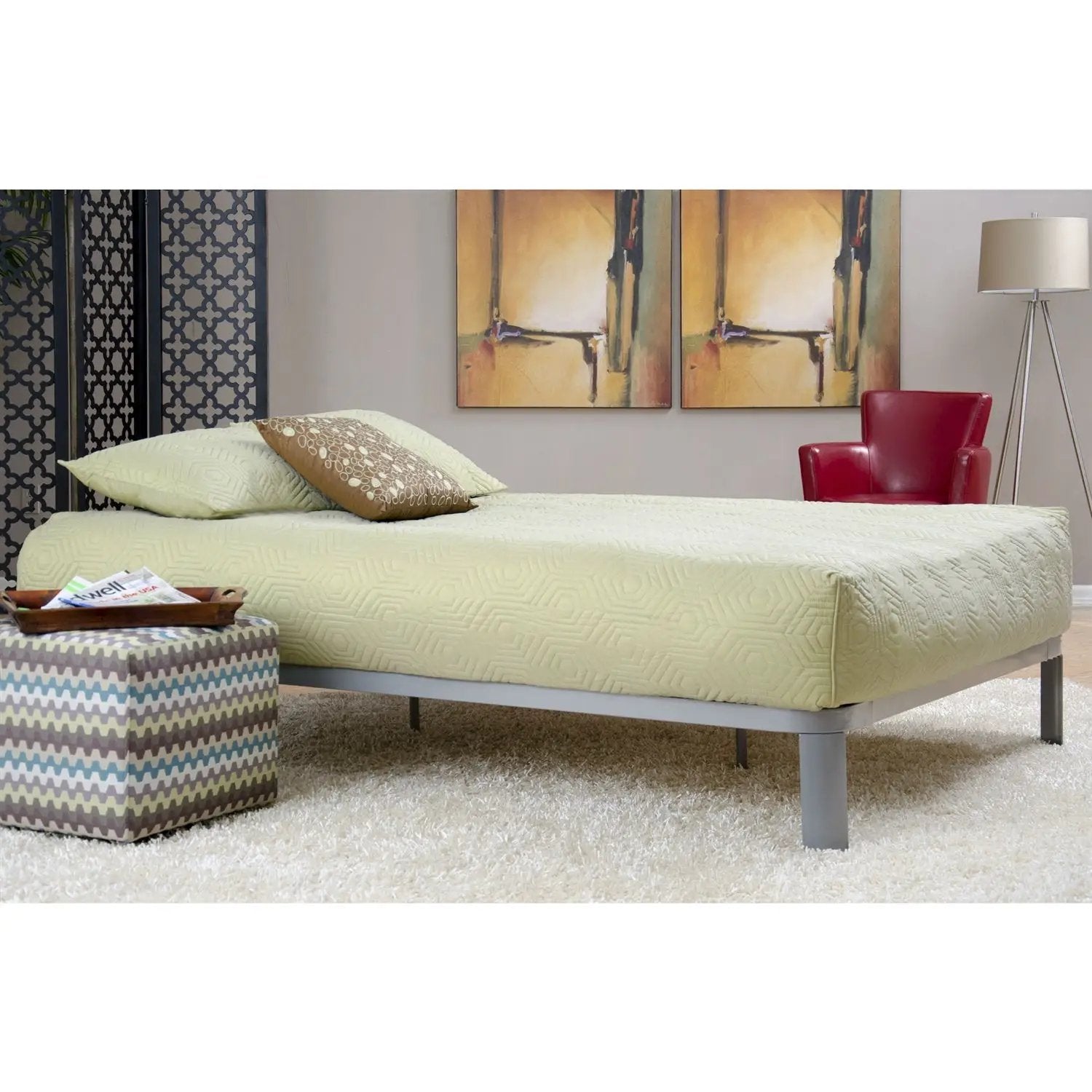 Queen size Luna Metal Platform Bed Frame with Wood Slats by HomePacific