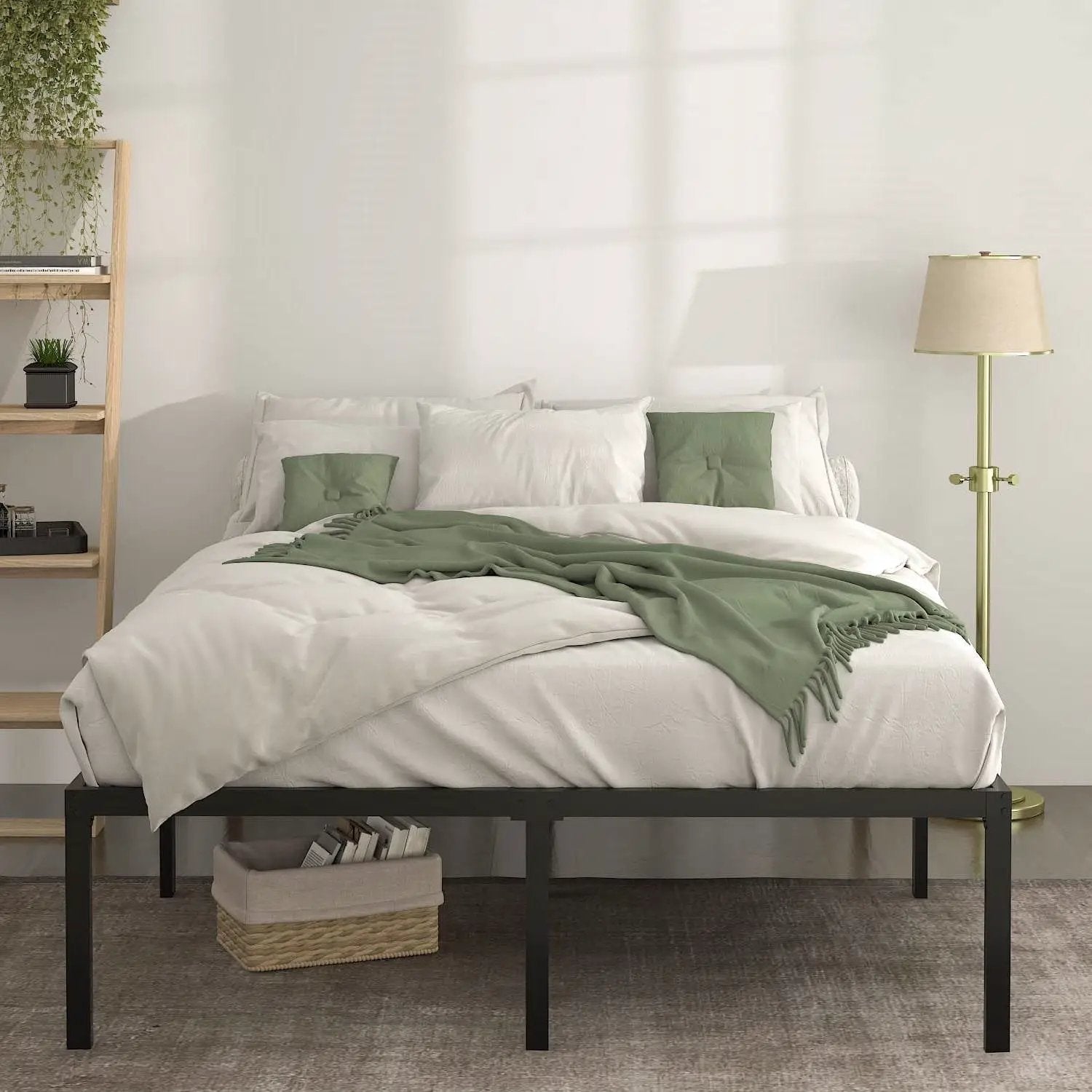 Queen 18-inch Metal Platform Bed Frame with Under-Bed Storage Space by HomePacific