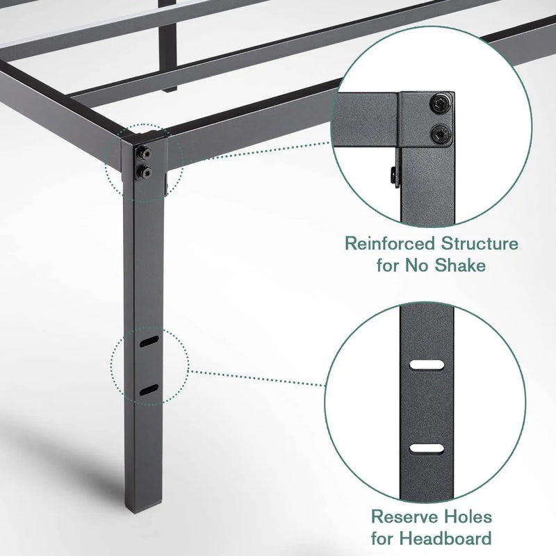 Queen 18-inch Metal Platform Bed Frame with Under-Bed Storage Space by HomePacific