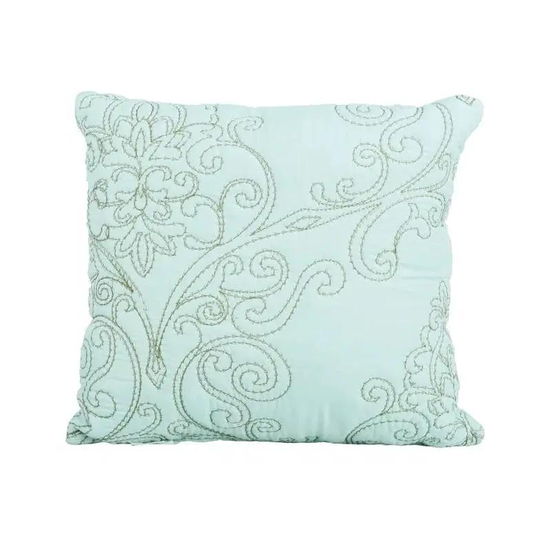 Queen size Light Blue Damask Embroidered 4 Piece Oversized Bedspread Set by HomePacific